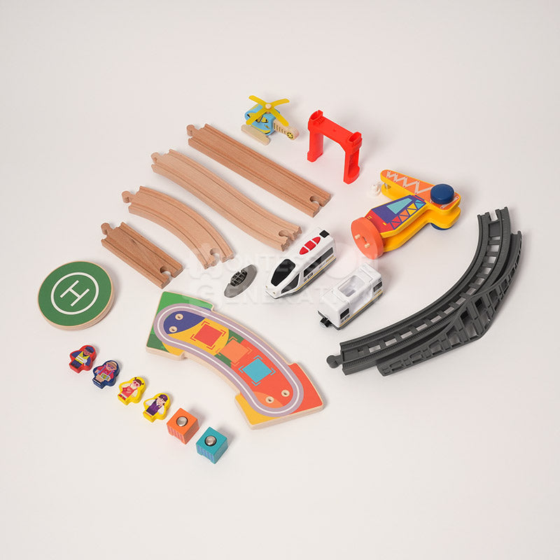Montessori Crane & Train Magnetic Playset