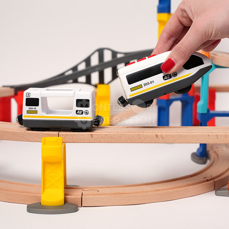 Montessori Crane & Train Magnetic Playset