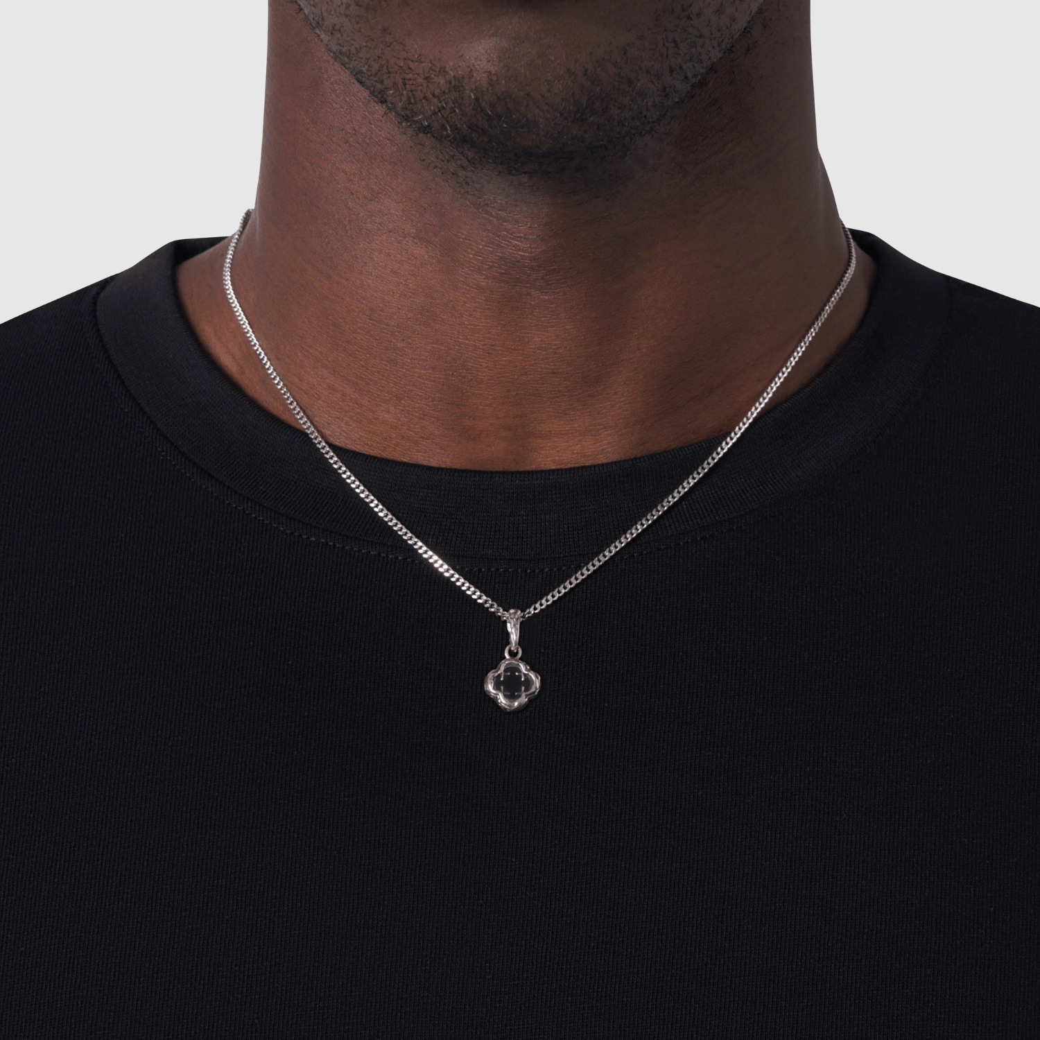 Melted Onyx Clover Stone (Silver) | Sterling Silver