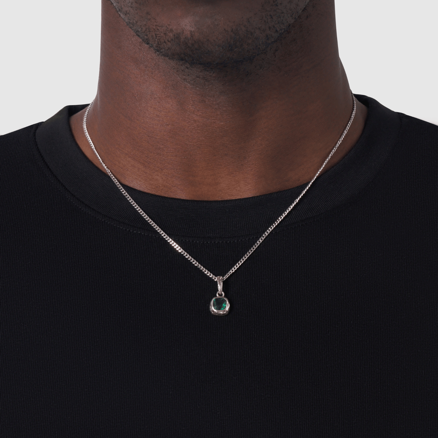 Melted Emerald Stone (Silver) | Sterling Silver