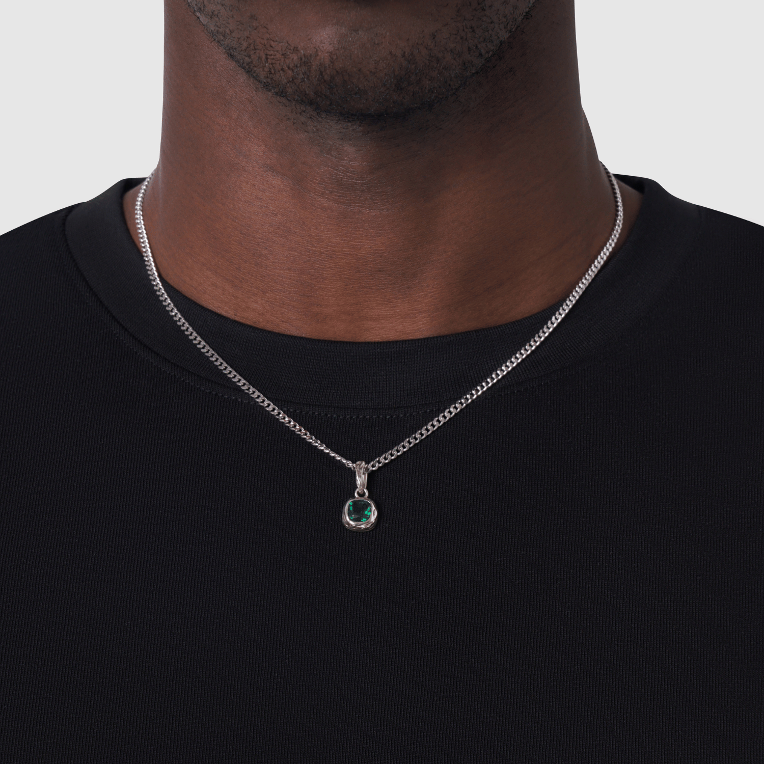 Melted Emerald Stone (Silver) | Sterling Silver