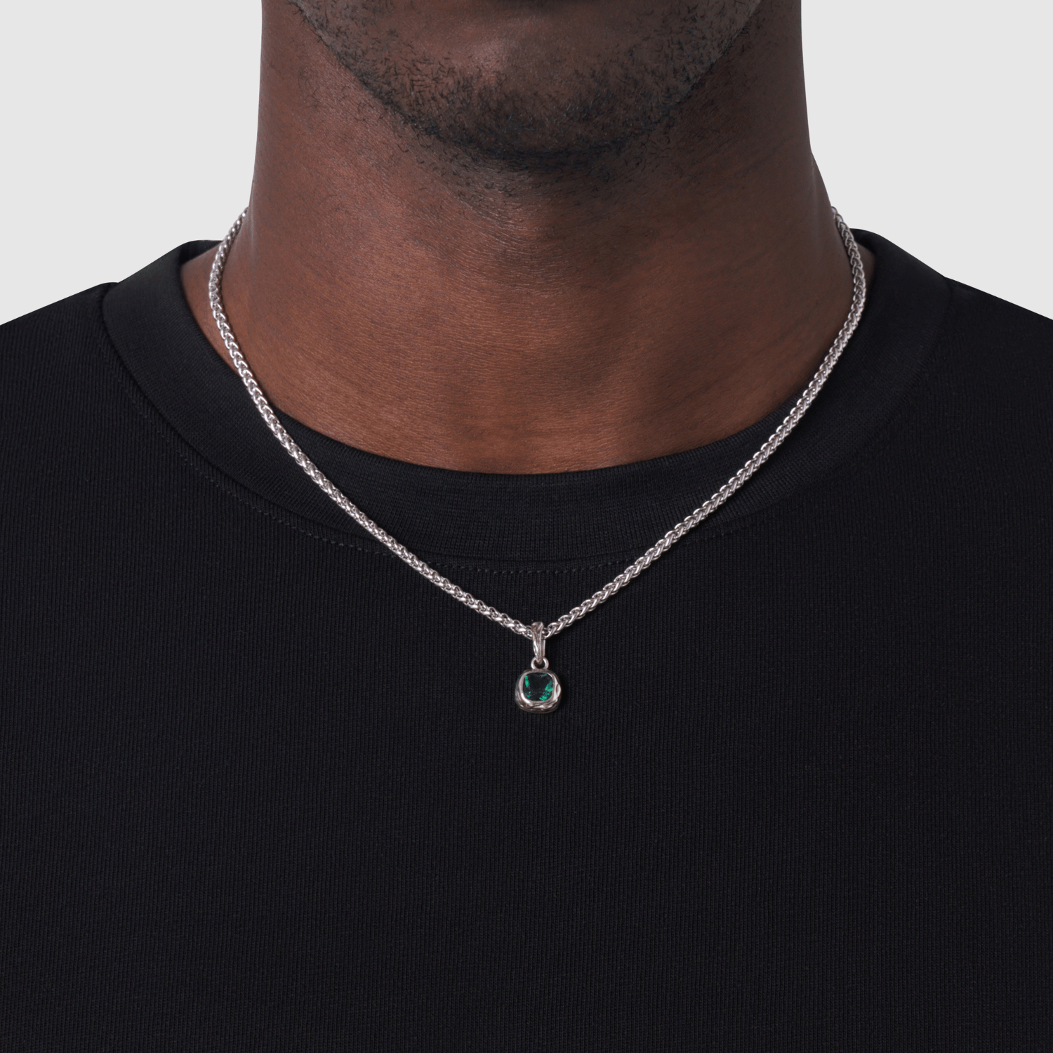 Melted Emerald Stone (Silver) | Sterling Silver