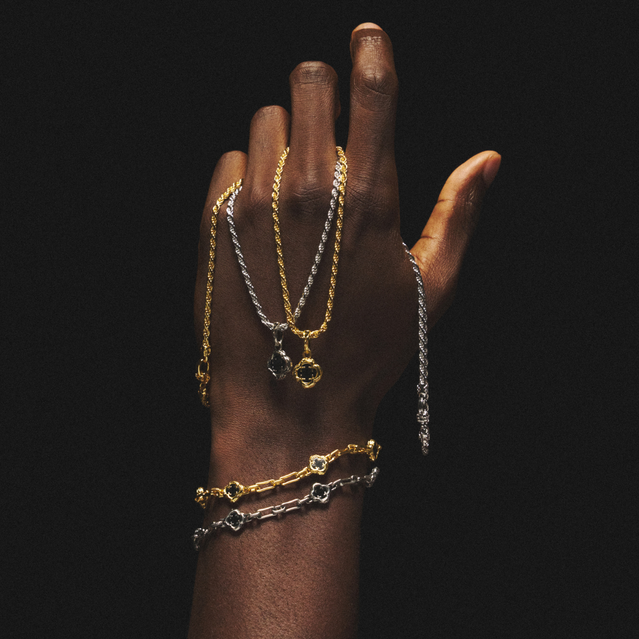 Melted Emerald Stone (Silver) | Sterling Silver