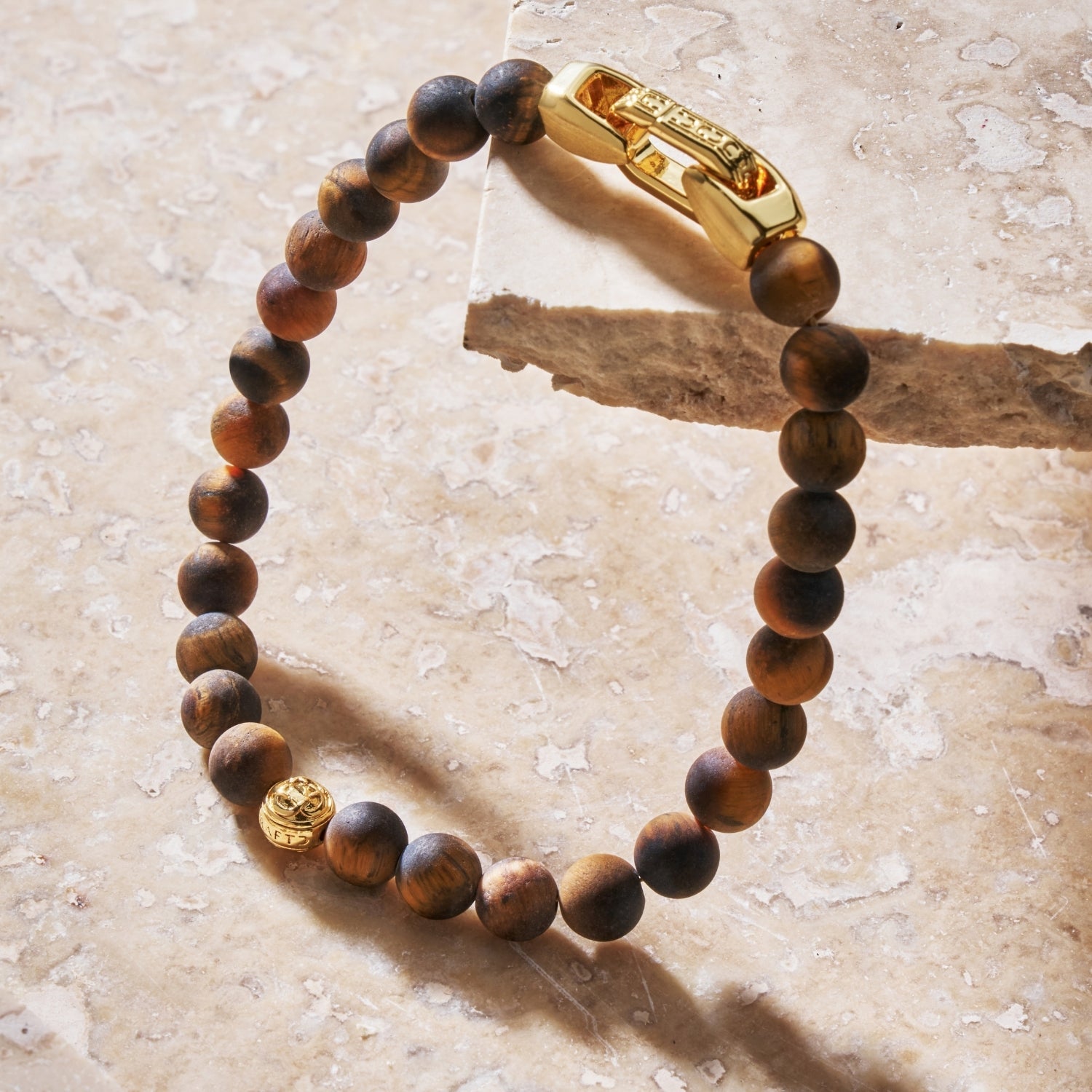 Tiger's Eye Lock Bracelet (Gold)