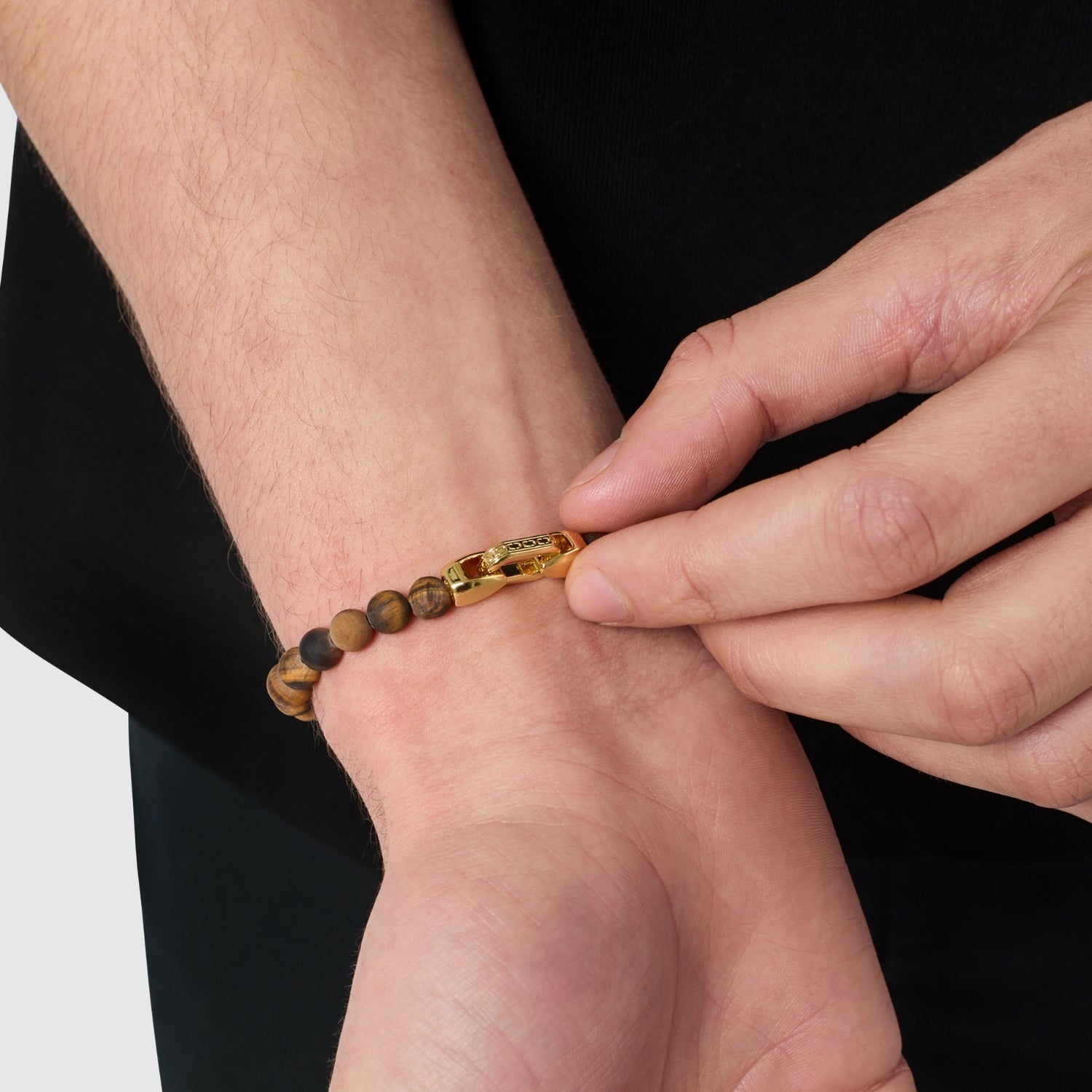 Tiger's Eye Lock Bracelet (Gold)